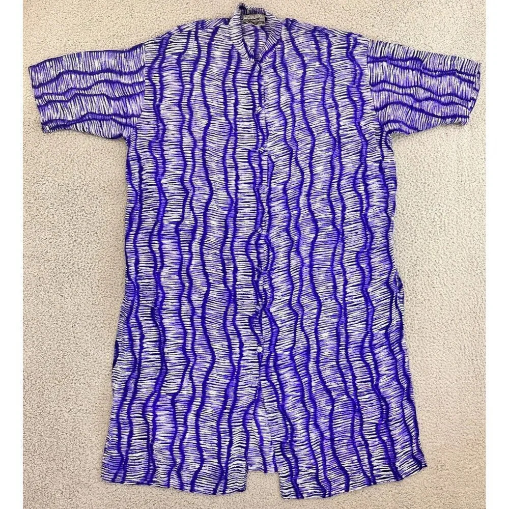 Vintage Kimono‎ Womens Medium Dress Midi Tunic Mandarin Collar
